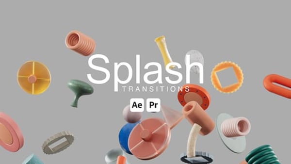 Colorful Splash Shape Transitions for After Effects & Premiere Pro MOGRT – 12 Pack