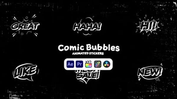 Comic Bubbles Animated Stickers - Pop Art Speech Bubble Animation Pack