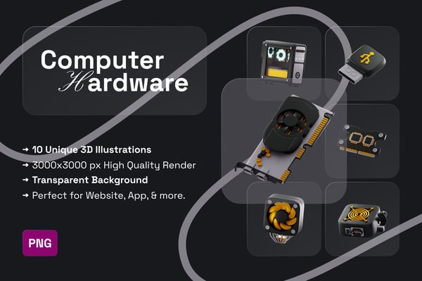 Computer Hardware 3D Icon Pack