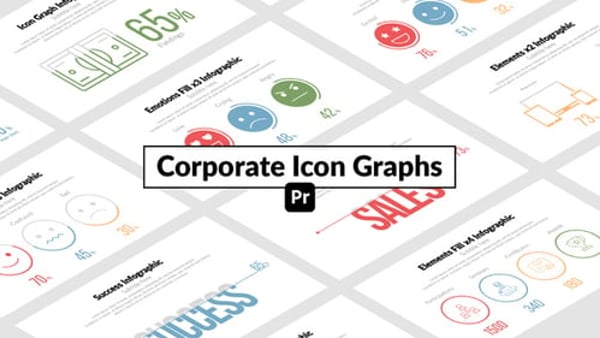 Corporate Icon Graphs for Premiere Pro - Clean Business Data Visualization Animation Template