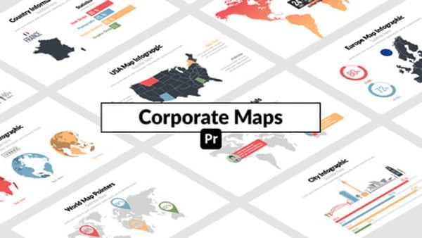 Corporate Maps for Premiere Pro - Clean Business World Map Presentation Animation Template
