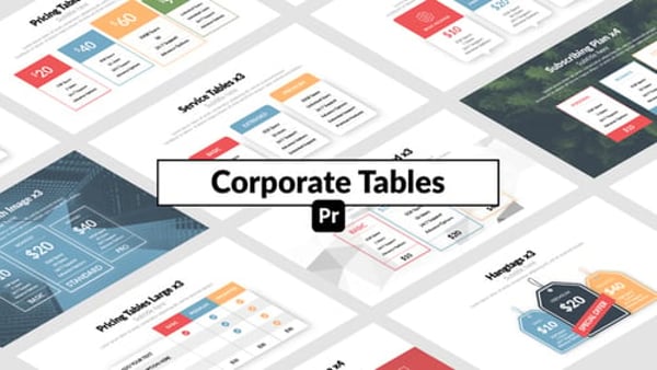 Corporate Tables for Premiere Pro - Clean Business Data Presentation Animation Template