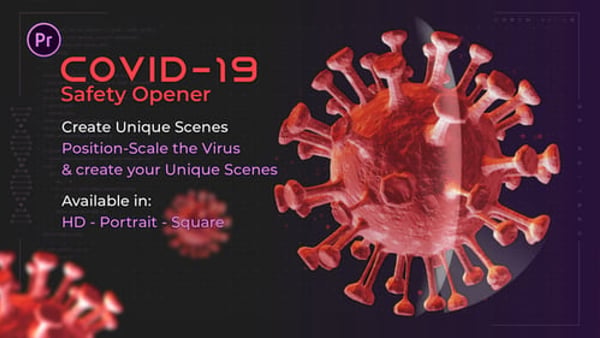 Covid-19 Safety Opener MOGRT for Premiere Pro – Photorealistic Virus Scenes