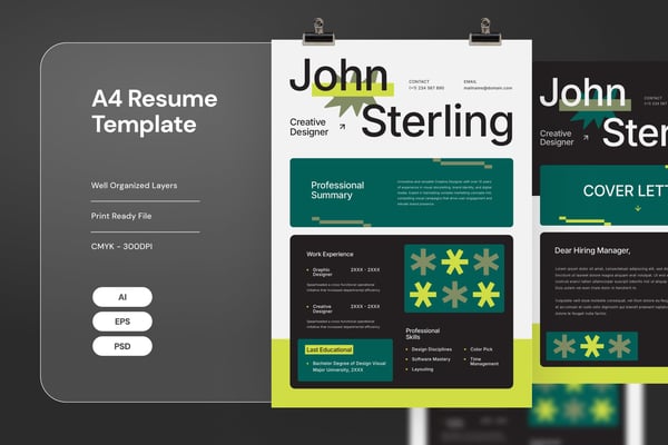 Creative Designer A4 Resume Template