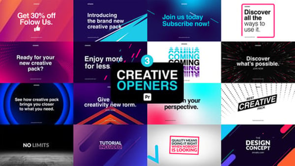 Creative Openers 3 for Premiere Pro - Dynamic Modern Intro Animation Template