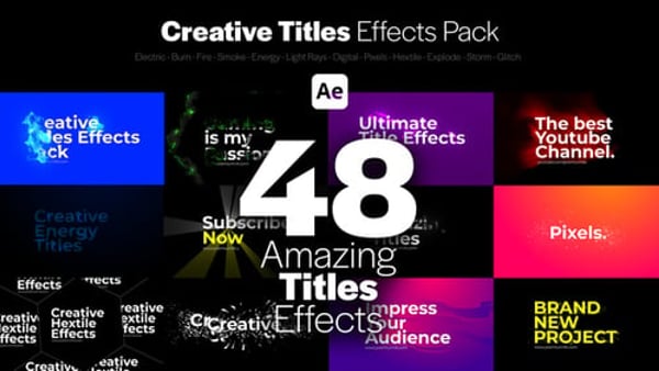 Creative Titles Effects Pack - Stylish Text Animation Motion Titles Pack