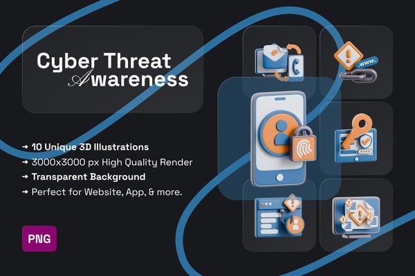 Cyber Threat Awareness 3D Icon Pack