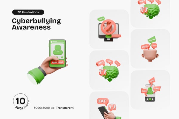 Cyberbullying Awareness 3D Icon Pack