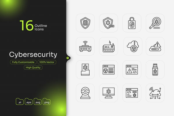 Cybersecurity Outline Icon Set