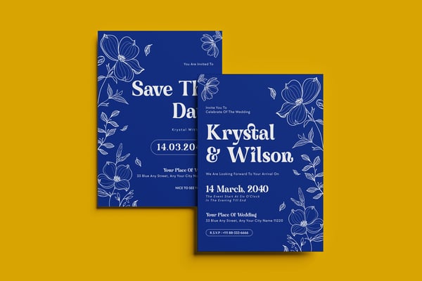 Blue Modern Wedding Invitation Template