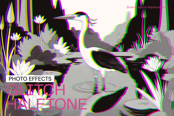 Glitch Halftone Photo Effect