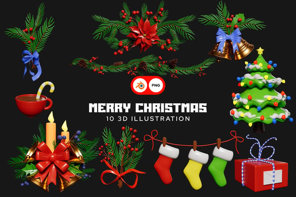 Merry Christmas 3D Illustration Pack