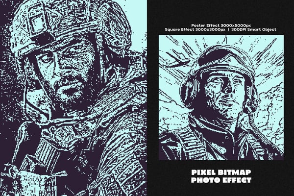 Pixel Bitmap Square And Poster Photo Effect