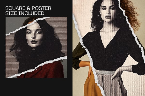 Wavy Halftone Square And Poster Photo Effect