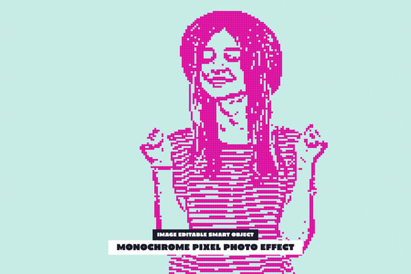 Monochrome Pixel Photo Effect