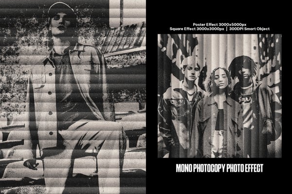 Mono Photocopy Square And Poster Photo Effect