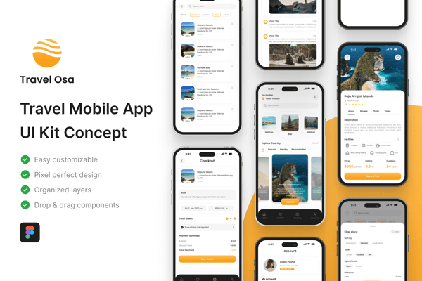 Travel Osa - Travel Mobile App UI Kit