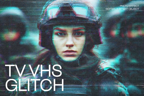 TV VHS Glitch Photo Effect