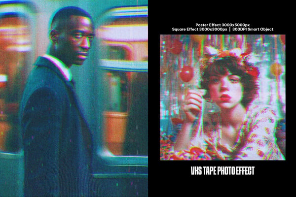 VHS Tape Square And Poster Photo Effect
