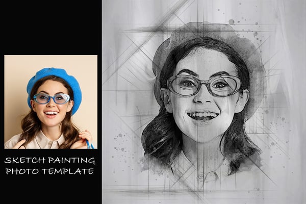 Sketch Painting Photo Template