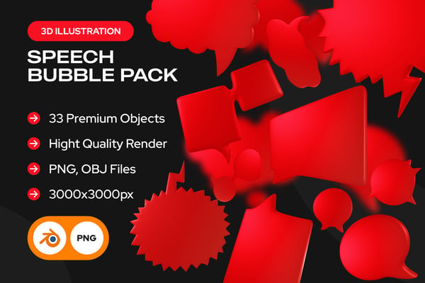 Free Speech Bubble 3D Illustration Pack