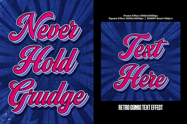 Retro Comic Square And Poster Text Effect