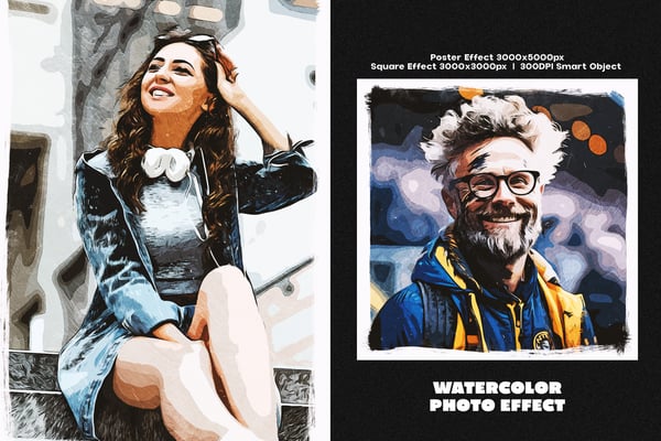 Watercolor Square And Poster Photo Effect