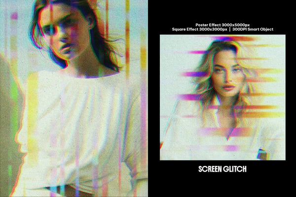 Screen Glitch Square And Poster Photo Effect