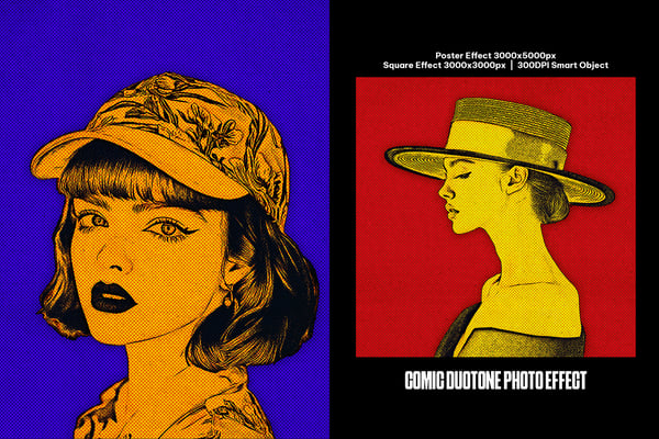 Comic Duotone Square And Poster Photo Effect