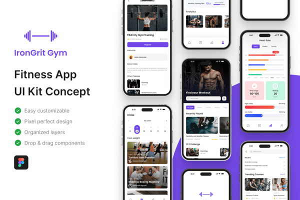 IronGrit Gym - Fitness App UI Kit