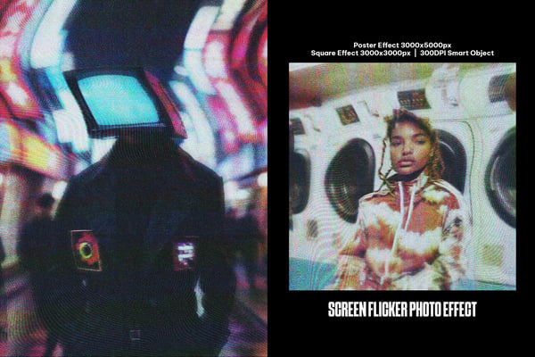 Screen Flicker Square And Poster Photo Effect