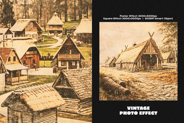 Vintage Square And Poster Photo Effect