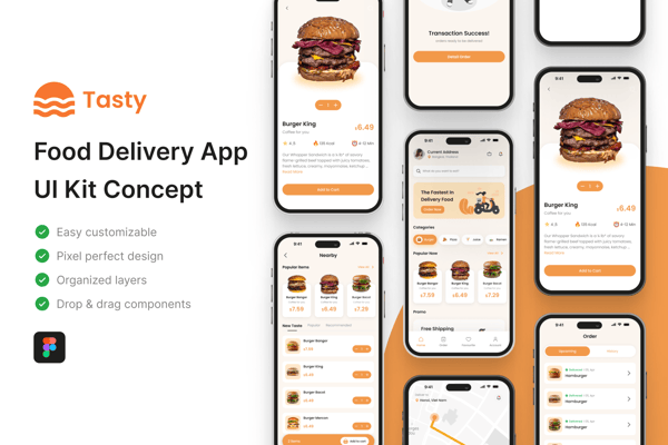 Tasty - Food Delivery App UI Kit