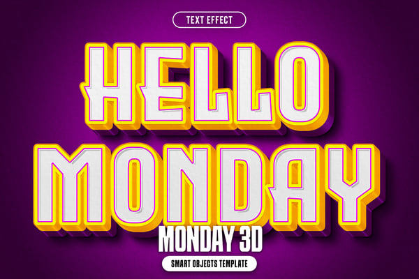 Monday 3D Text Effect