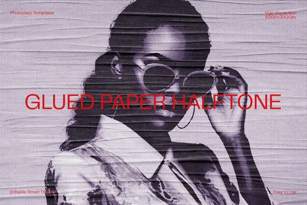 Glued Paper Halftone Photo Effect