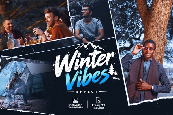 Winter Vibes Photo Effect PSD Template