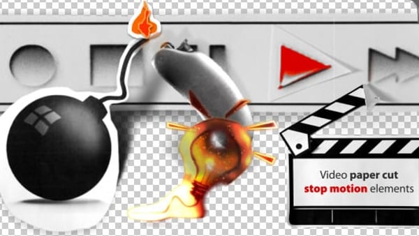Stop Motion Video Paper Cut Elements