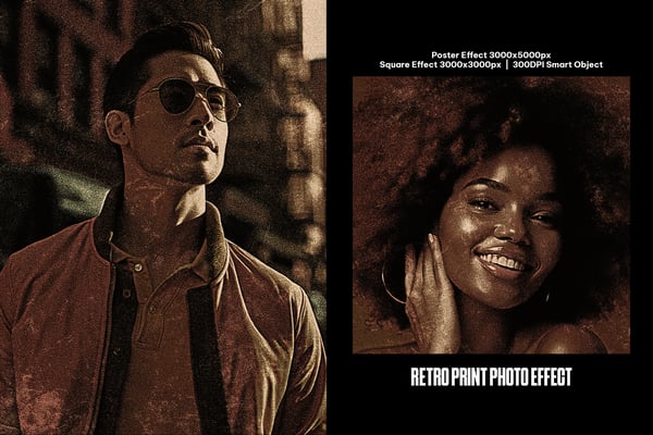 Retro Print Square And Poster Photo Effect