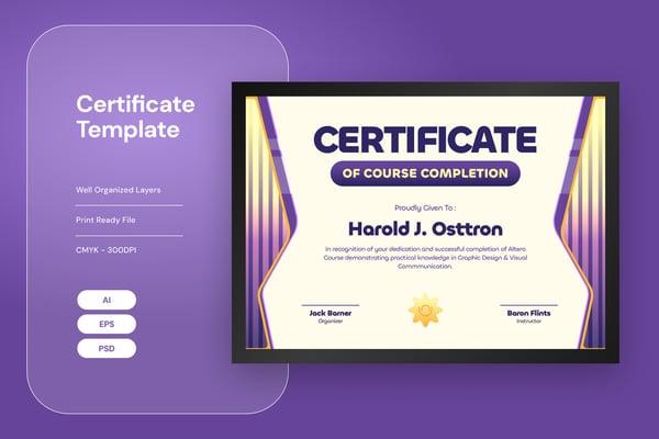Free Course Completion - Certificate Template