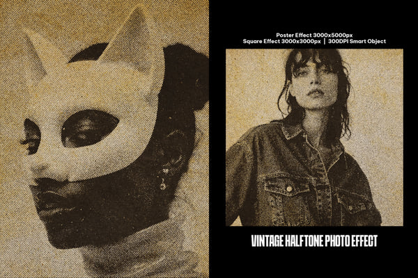 Vintage Halftone Square And Poster Photo Effect