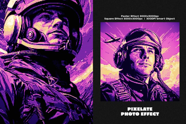 Pixelate Square And Poster Photo Effect