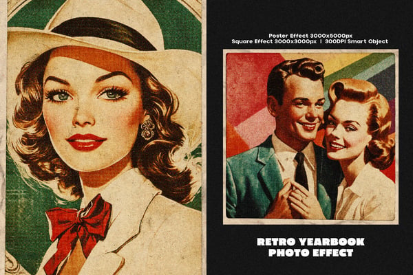 Retro Yearbook Square And Poster Photo Effect