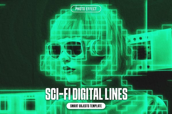 Sci-fi Digital Lines Photo Effect
