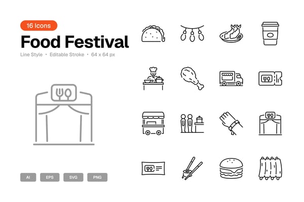 Food Festival Icon Set