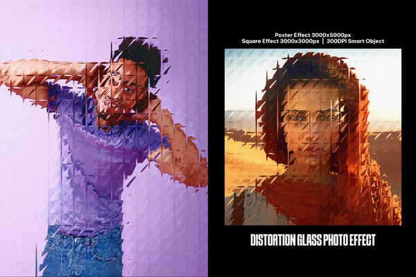 Distortion Glass Square And Poster Photo Effect