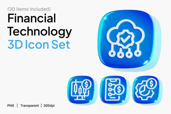 Financial Technology 3D Icon Set