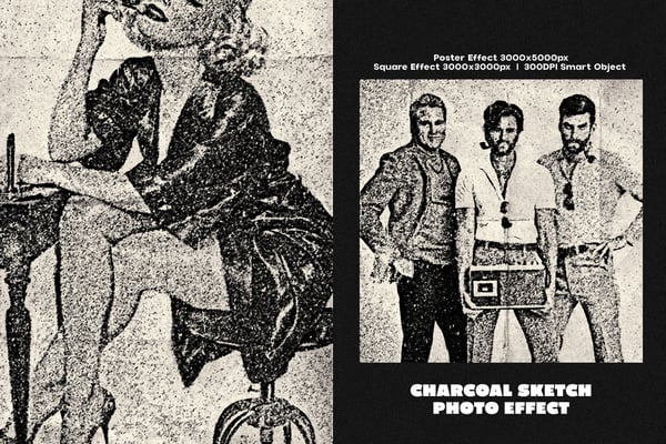 Charcoal Sketch Square And Poster Photo Effect