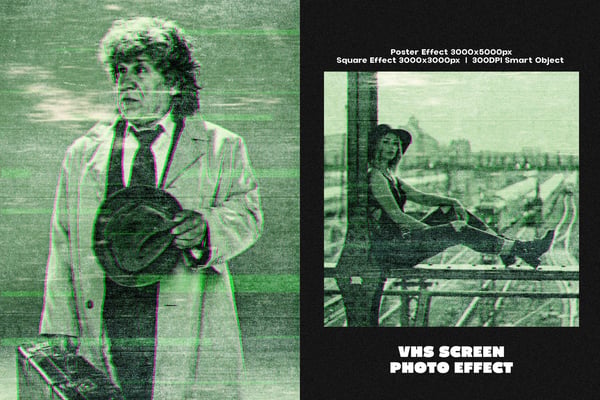 VHS Screen Square And Poster Photo Effect