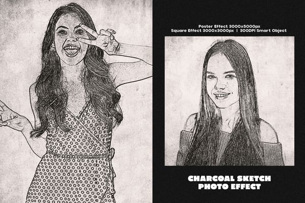 Charcoal Sketch Square And Poster Photo Effect