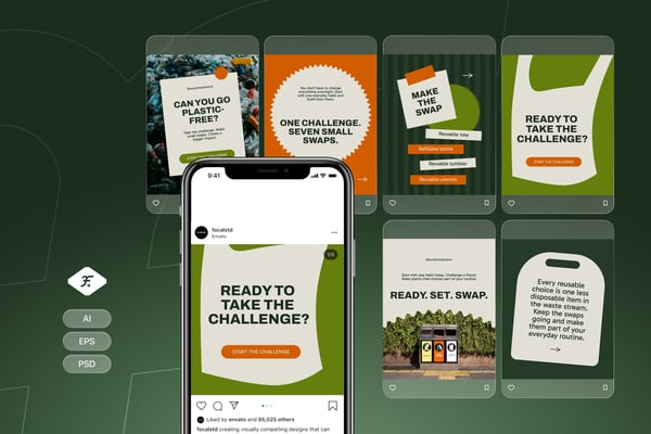 Plastic Free Challenge - Instagram Post Template